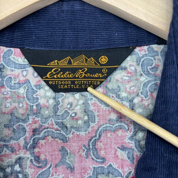 EDDIE BAUER Dress S Twill Paisley Fit & Flare Cottagecore Long Sleeve Cotton Red - Picture 9 of 13